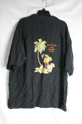 LUAU ''Lose The Cracker! Polly Wants A Drink'' Embroidered Silk Shirt Men 2XL
