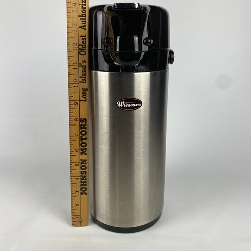 Winware Winco 2.5 Liter Glass Lined Airpot Push Button Rotating Base APSK-725 - Picture 15 of 15