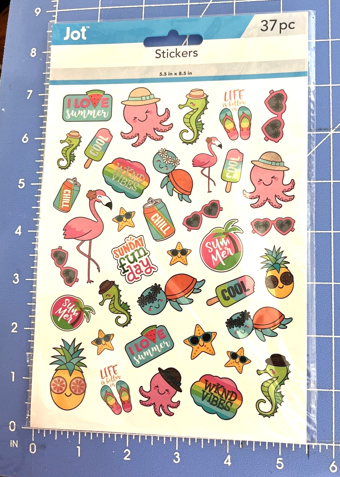 JOT Stickers Pack Holograph Stickers Summer Theme Flamingo Pineapple Seahorse