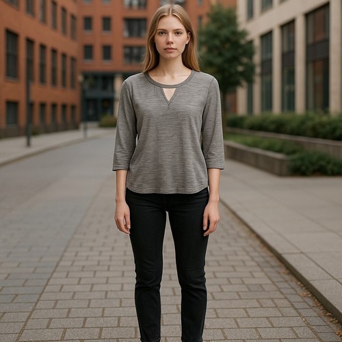 Harmony and Balance Top 2 Tone Gray 3/4 Sleeve Shirt Blouse Women's Sz Med - Picture 6 of 6