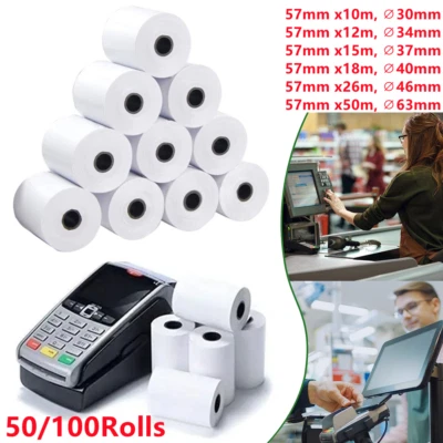 100 Thermorollen 57mm Bonrollen Kassenrollen Waagenrolle EC Cash Thermopapier