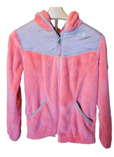 North Face Girls Size XL 18 Zip Up Jacket Pink/Coral Soft Fleece/Velour