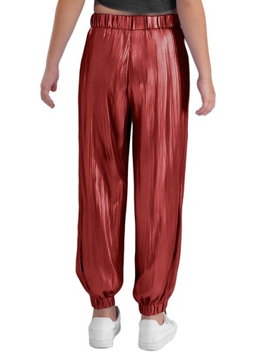 Kids Girls Jazz Dance Metallic Shiny Ribbed Pants Stage Performance Costume - Picture 53 of 101