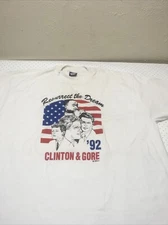 Vintage Clinton & Gore 1992 Election White T-Shirt Mens XXL Single Stitch#c0