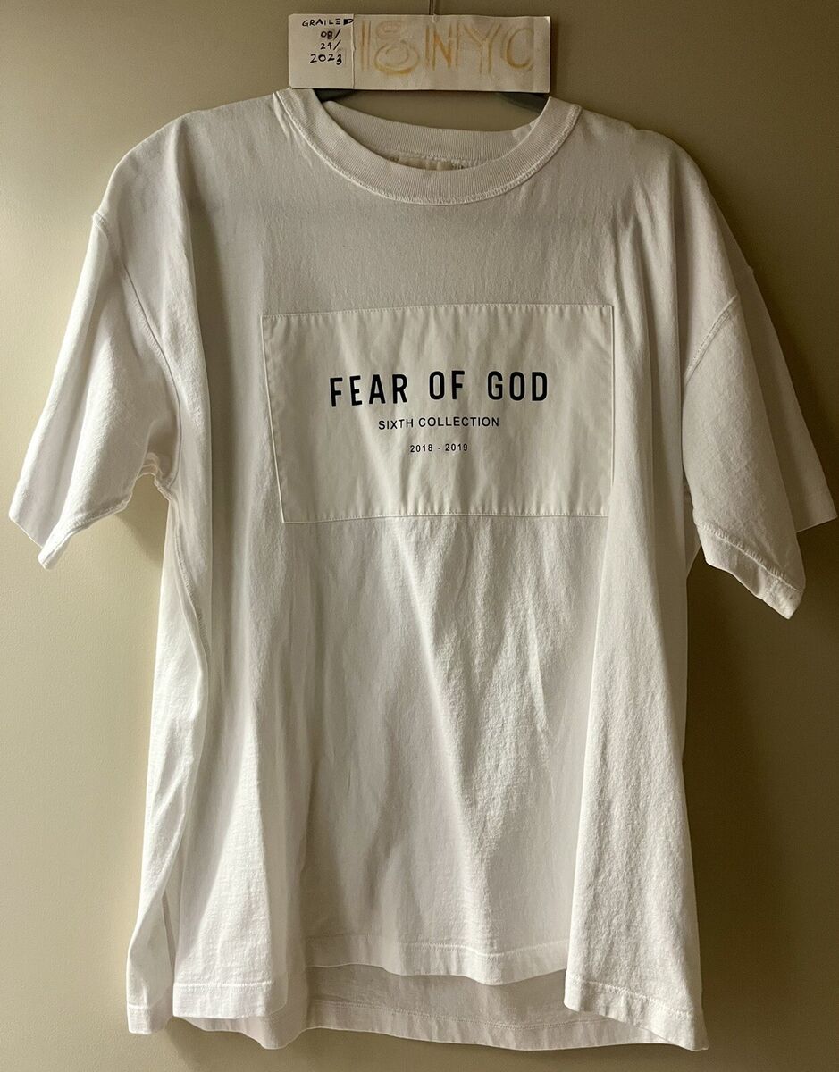 Rare FEAR OF GOD Sixth Collection Box Logo White T-Shirt Tee Rare FEAR OF GOD Sixth Collection Box Logo White T-Shirt Tee