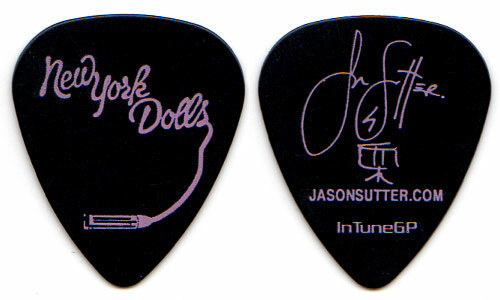 New York Dolls Guitar Pick : 2011 Tour Jason Sutter NY pink black