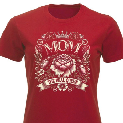 MOM The Real Queen T-Shirt Muttertag Tshirt Geschenke für Mutter Mama Mama