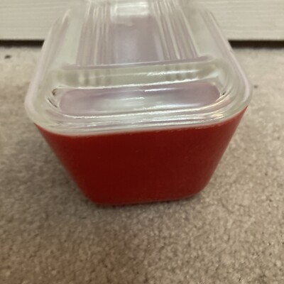 Vintage PYREX RED Refrigerator Dish 0501 With LID 501C Ribbed | eBay
