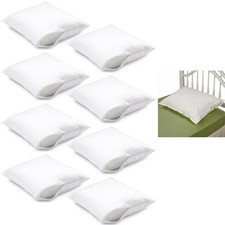8 Pc New Premium Deluxe Pillowcase Fabric Zippered Pillow Covers - Bed Bug Prote