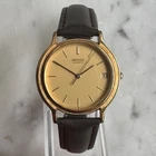 Seiko Classic Gold Plated Men’s Date Watch w/ New Leather Strap and New Battery