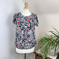 Lily and Lionel 100% Silk Blouse Size S Grey Pink Floral Feminine Romantic