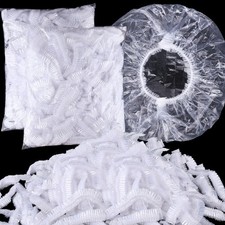 200PCS Large Thick Disposable Shower Caps, Clear Plastic Hair Covers, Bath Caps