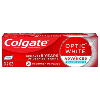 Colgate Optic White Advanced Sparkling White Toothpaste with 2% Hydrogen Peroxid