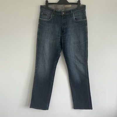 Wrangler Arizona Stretch Jeans Men s W36 L32 Blue Denim Straight Leg Zip Fly VGC