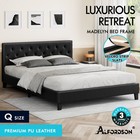 ALFORDSON Bed Frame Queen Double King Single Wooden Base Platform Black Leather