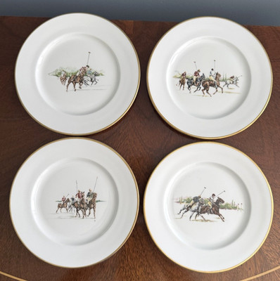 Ralph Lauren POLO SCENE Set of 4 SALAD PLATES 8 1/4'' Bone China England