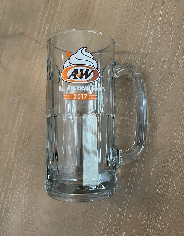 A&W Root Beer All American Food Heavy Glass  7" Tall  (2017 Collectable)