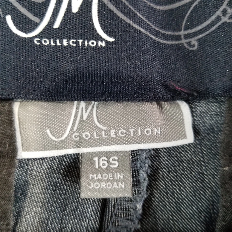 Lindos Pantalones de mezclilla para mujer JM Collections talla 16S banda elástica cintura lavado oscuro Normcore Foto 3 de 4