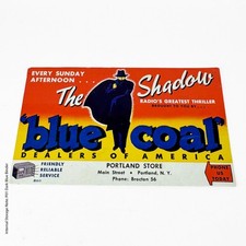 Vintage Blue Coal The Shadow Radio Program Advertising Card 1930s Print Ad