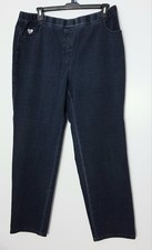 Dream Jeannes Quacker Factory Size XL Blue Pull-On Slim Leg Rhinestones Pre-own