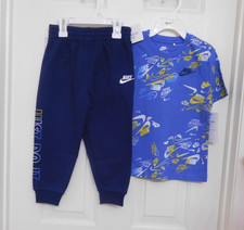 NWT 2pc Nike Blue Logo Shirt  Navy Logo Joggers Set sz 3t or 4t