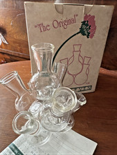 Floral Seven Cluster Glass Bud Vase Round Plant Propagation Station MCM New Box
