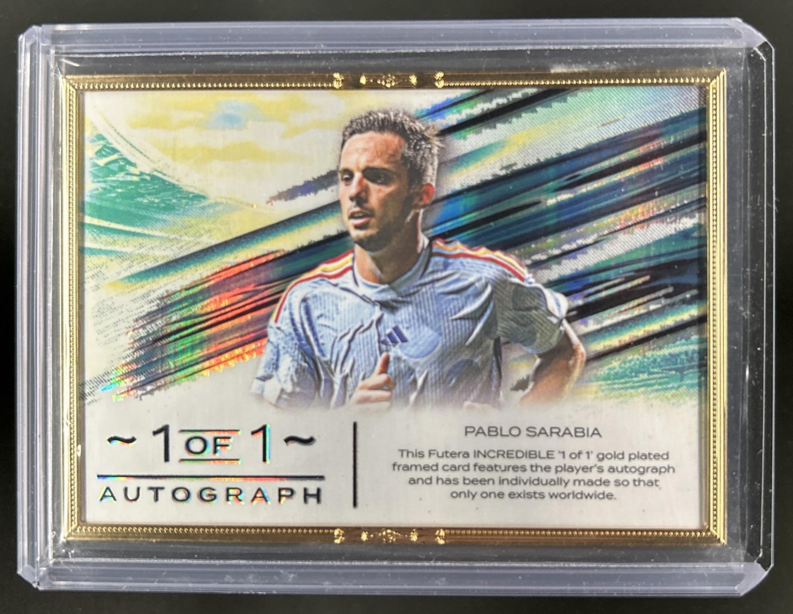 2026 Futera Incredible Pablo Sarabia Gold Plated 1/1 Auto Autograph #1/1 view 2