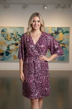 CAPSULE pink black mock wrap short sleeve V neck sequin dress size 12 NEW
