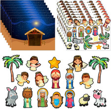 Christmas Nativity Craft Stickers - 24 Sheets Self-Adhesive Nativity Scene