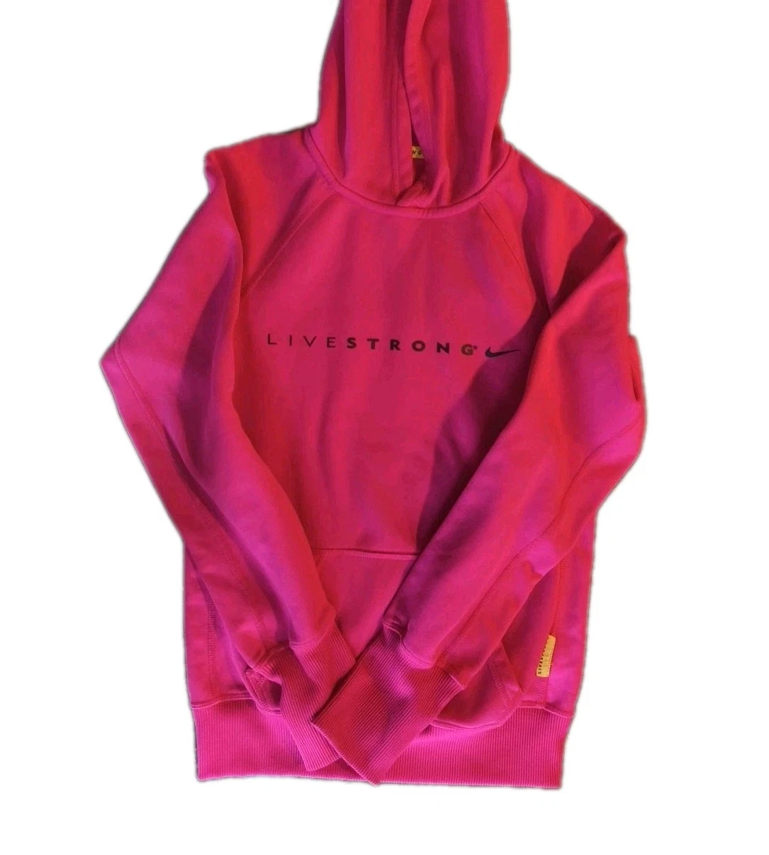 Nike Hoodie Womens XS Pink Living Strong Therma-Fit Sportswear Pullover Logo