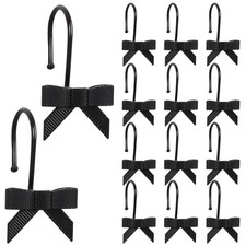12-Piece Black Bow Shower Curtain Hooks, Cute Metal Bows Decorative Shower Ha...