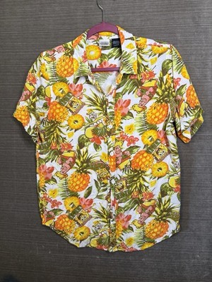 SpongeBob SquarePants Shirt Youth L White Hawaiian Shirt Nickelodeon