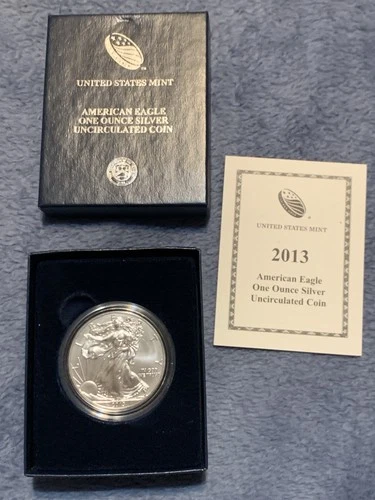 2013-W Uncirculated Coin $1 American Eagle One Ounce Silver Dollar W/ Box & COA