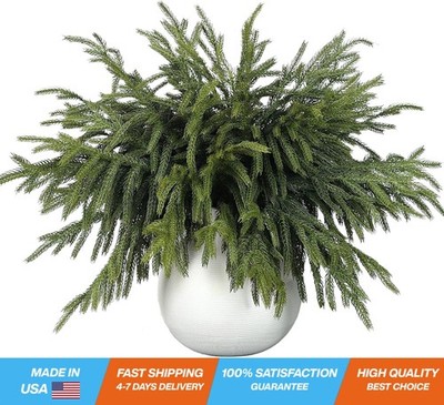 16 Pcs Real Touch Norfolk Pine Branch -18'' Artificial Christmas Green Plants...
