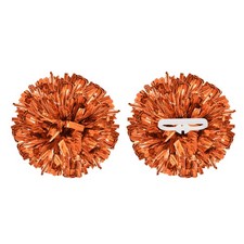 2pcs, Metallic Cheerleading Pom Poms Cheer Pompoms 12 Inch with Handle Orange