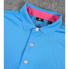 FootJoy Golf Polo Mens XL Blue Pink Micro Dot Performance Short Sleeve Shirt