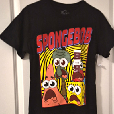 Nickelodeon SpongeBob SquarePants Men's Graphic Black Crew Neck T-Shirt, S