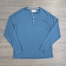 The Normal Brand Henley Performance Shirt Mens Large Teal Blue Long Sleeve