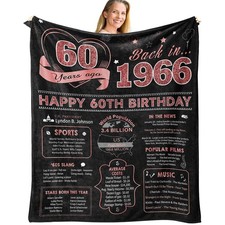 60th Birthday Gifts for Women Blanket 60"x50", Birthday Gifts for 60 Year Old...