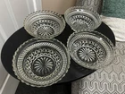 Set Of 4 Vintage Anchor Hocking Wexford Diamond Clear Glass Berry Dessert Bowls