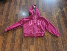 Gap Sherpa Lined Hoodie Kids Size Medium Pink Full Zip Pockets Hooded Jacket