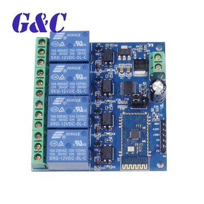 12V/10A 4-Channel Bluetooth Relay Module Mobile APP Remote Control Switch New