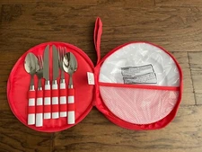 SUNNYLIFE PICNIC SET W/ 2 PLATES AND UTENSILS ORANGE 10" & HAND LOOP NWOT