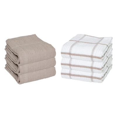 6 Pack of Kitchen Tea Towels - Windowpane Pattern - 15 x 25 in - 100% Cotton 
