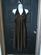 NEW BCBG Max Azria Brown Halter Dress 6 SMALL SATIN