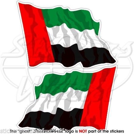 Autocollants Drapeau Émirats Arabes Unis - Lot De 2 - 75 Mm - Vinyle Imperméable - Pour Pare-chocs, Vitres
