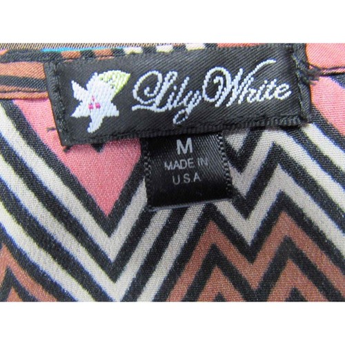 Lily White women's size M Chevron dress made in USA v neck blue pink - Picture 4 of 5
