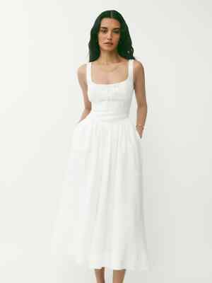 green emerald velvet dress White Tiered Eyelet Midi Graduation Dress with Buttons– PromGirl main image 0
