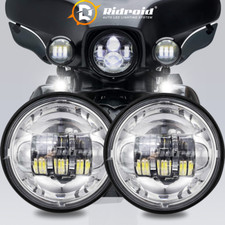 Pair 4.5 Chrome Led Passing Lights Spot Fog Driving Lamp For Harley Davidson