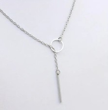 Monochrome Circle With Rod Necklace Alloy Neck Jewelry Simple Style For Women
